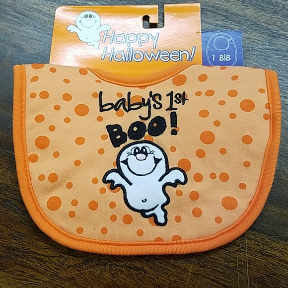 Happy Halloween Baby's First Boo Ghost Bib - Picture 1 of 2